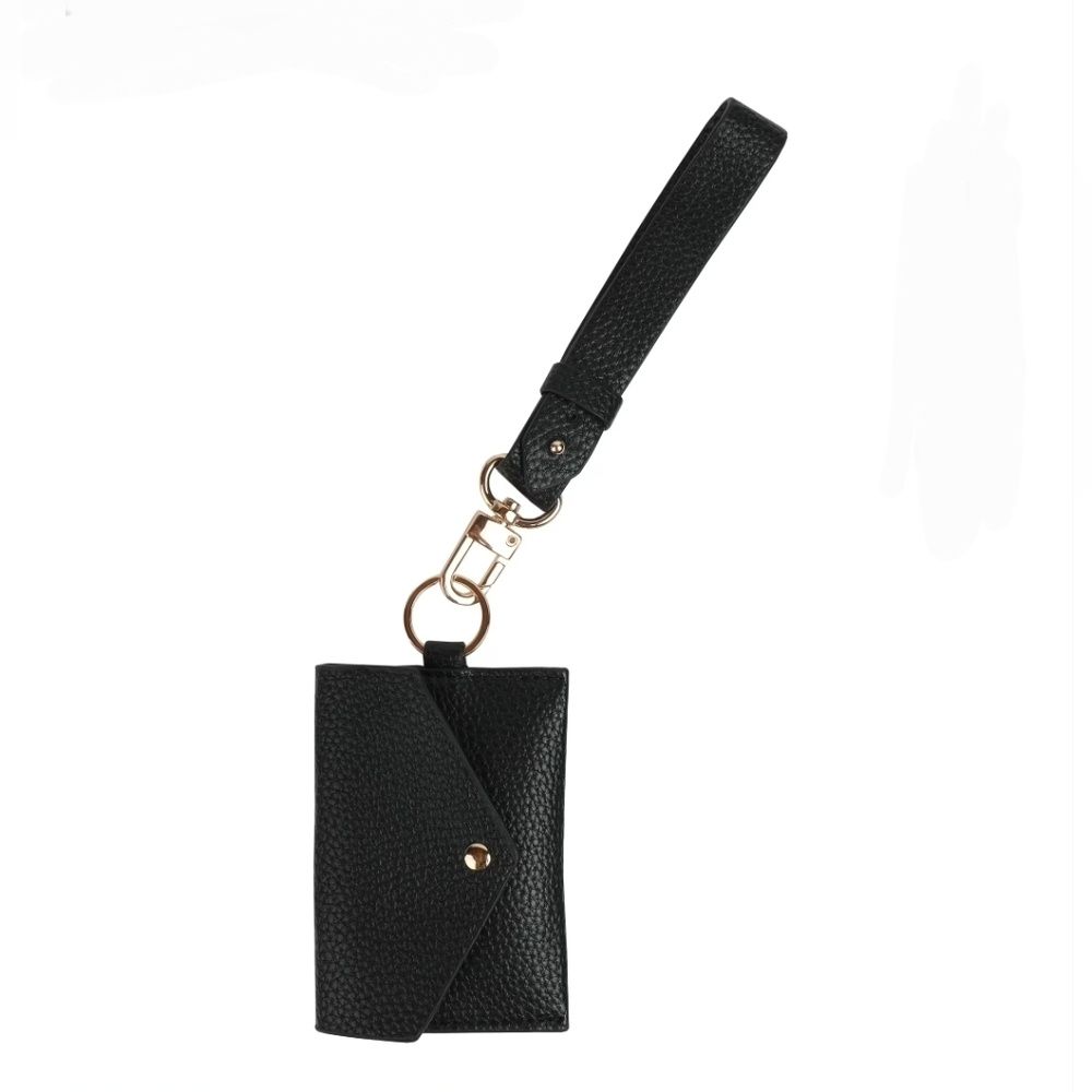 Black Textured Card Holder with Strap